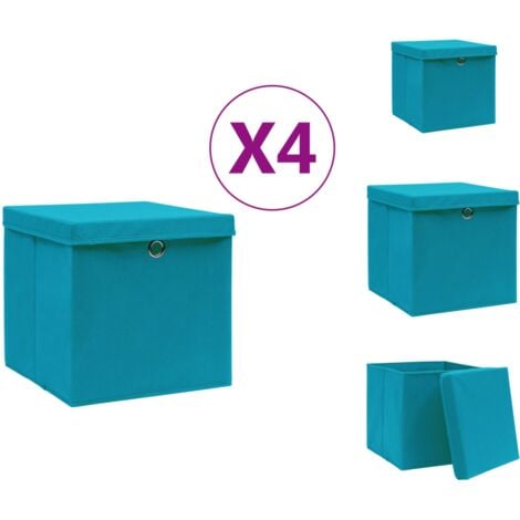 Ordnungshelfer - Living Aufbewahrungsboxen mit Deckeln 4 Stk. 28x28x28 cm Babyblau