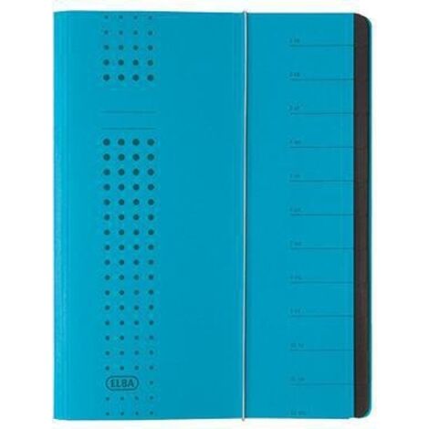 Ordnungsmappe chic DIN A4 320g/m² Intensivkarton recycelt Farbe: blau 12 Fächer