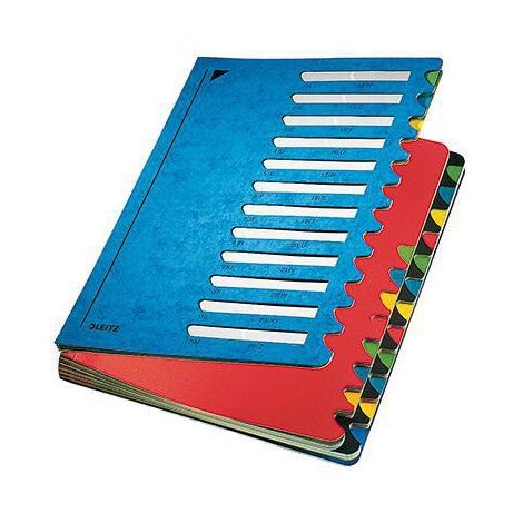 Ordnungsmappe Deskorganizer Color DIN A4 350g/m² Karton marmoriert Farbe: blau Farbe des Fächerblocks: mehrfarbig 24 Fächer