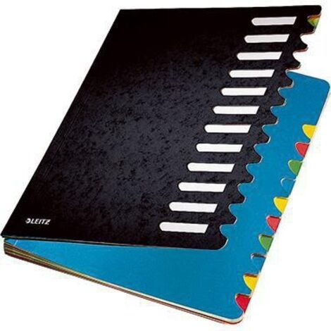 Ordnungsmappe Deskorganizer Color DIN A4 350g/m² Karton marmoriert Farbe: schwarz Farbe des Fächerblocks: mehrfarbig 12 Fächer