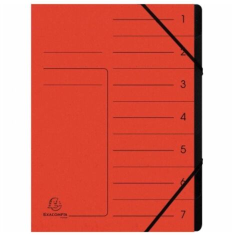 Ordnungsmappe DIN A4 170g/m² Colorspankarton Farbe: rot Farbe des Fächerblocks: schwarz 7 Fächer