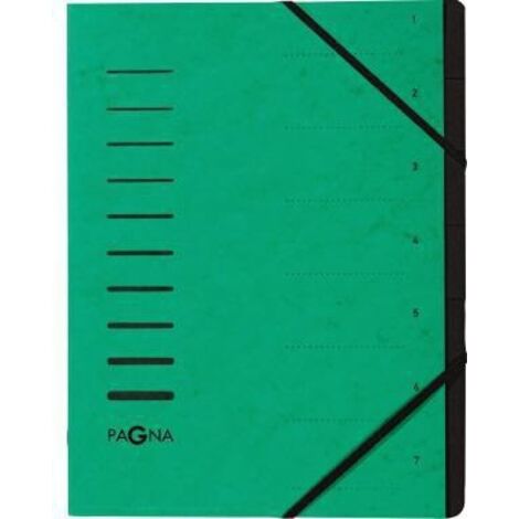 Ordnungsmappe DIN A4 240g/m² Pressspankarton Farbe: grün Farbe des Fächerblocks: schwarz 7 Fächer