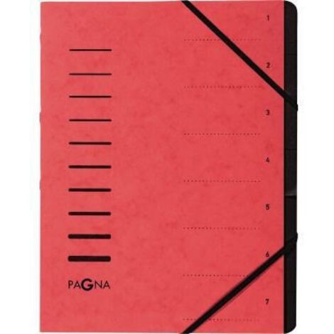 Ordnungsmappe DIN A4 240g/m² Pressspankarton Farbe: rot Farbe des Fächerblocks: schwarz 7 Fächer