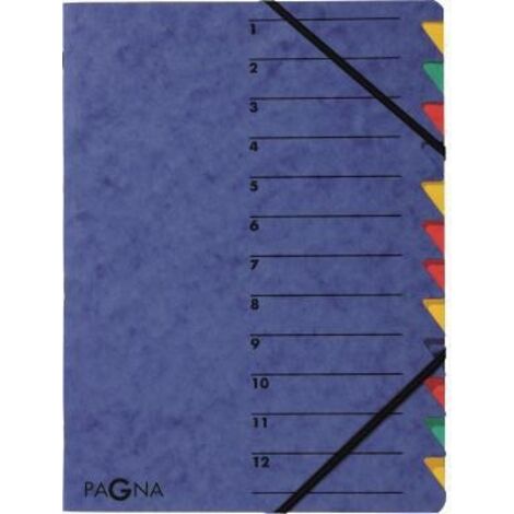 Ordnungsmappe EASY DIN A4 225g/m² Pressspankarton Farbe: blau Farbe des Fächerblocks: mehrfarbig 12 Fächer