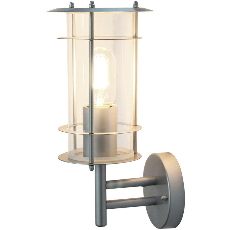 Elstead - 1 Light Outdoor Wall Lantern Light Silver IP44, E27
