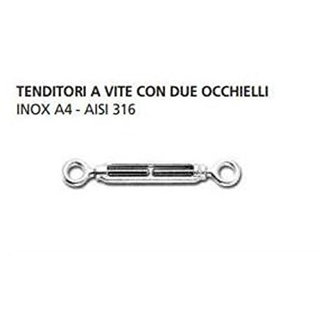 ORECA - 1 TENDITORE A VITE CON 2 OCCHIELLI IN INOX  20,0 X 2,00 mm 0021504.IX