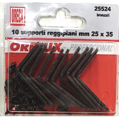 ORECA - 10 SUPPORTI REGGIPIANO A SQUADRAIN ACCIAIO BRONZATO 25X35MM
