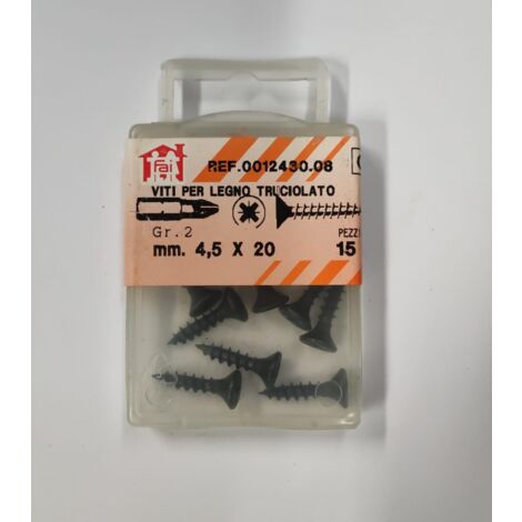 ORECA - 15 VITI PER LEGNO TRUCIOLATO TESTA PIANA SVASATA IMPRONTA A CROCE PZ 4,5X20mm IN ACCIAIO BRUNITO