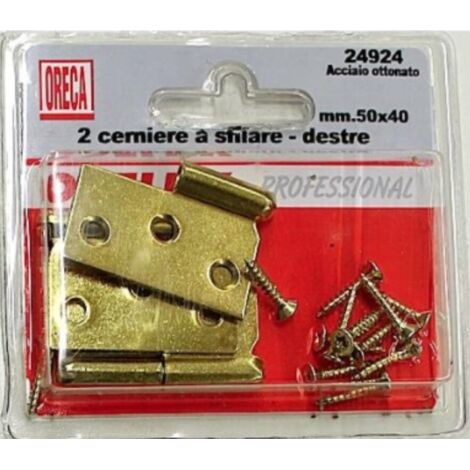 ORECA - 2 CERNIERE A SFILARE DESTRE 50X40MM FERRO OTTONATO