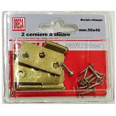 ORECA - 2 CERNIERE A SFILARE SINISTRE 50X40 OTTONATE