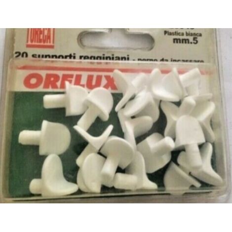 ORECA - 20 SUPPORTI REGGIPIANO IN PLASTICA BIANCA, PERNO DA INCASSARE 5MM