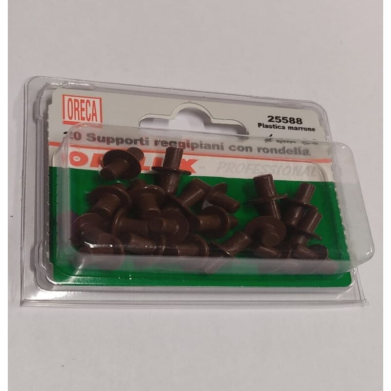 Image of 20 supporti reggipiano in plastica marrone - con rondella di 5-6MM - Oreca