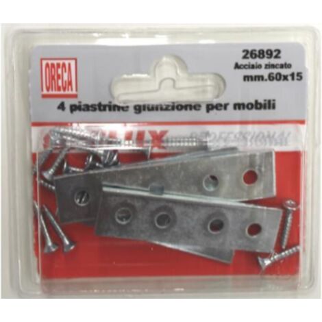 ORECA - 4 LASTRINE DI GIUNZIONE DRITTE IN ACCIAIO ZINCATO 60X15MM
