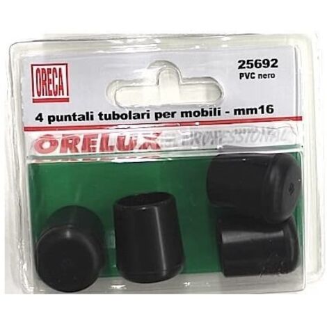 ORECA - 4 PUNTALI TUBOLARI PER MOBILI INPVC NERO 16MM