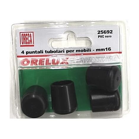 ORECA - 4 PUNTALI TUBOLARI PER MOBILI INPVC NERO 16MM