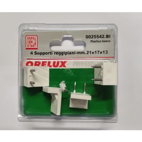 ORECA - 4 SUPPORTI REGGIPIANO A DUE PUNTI IN PLASTICA BIANCA 21X17X13MM