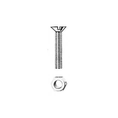 ORECA - 4 VITI PER METALLO - TESTA PIANASVASATA CON DADO ESAGONALE  6X60MM - FERRO ZINCATO
