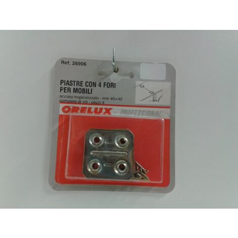 ORECA - 4PZ PIASTRE CON 4 FORI PER MOBILI 40X40MM