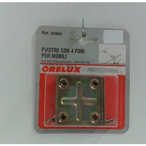 ORECA - 4PZ PIASTRINE CON 4 FORI PER MOBILI 50X50MM
