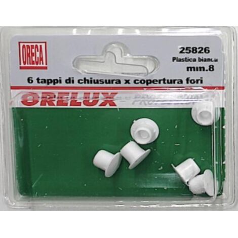 ORECA - 6 TAPPI COPRIFORO IN PLASTICA BIANCA - 8MM