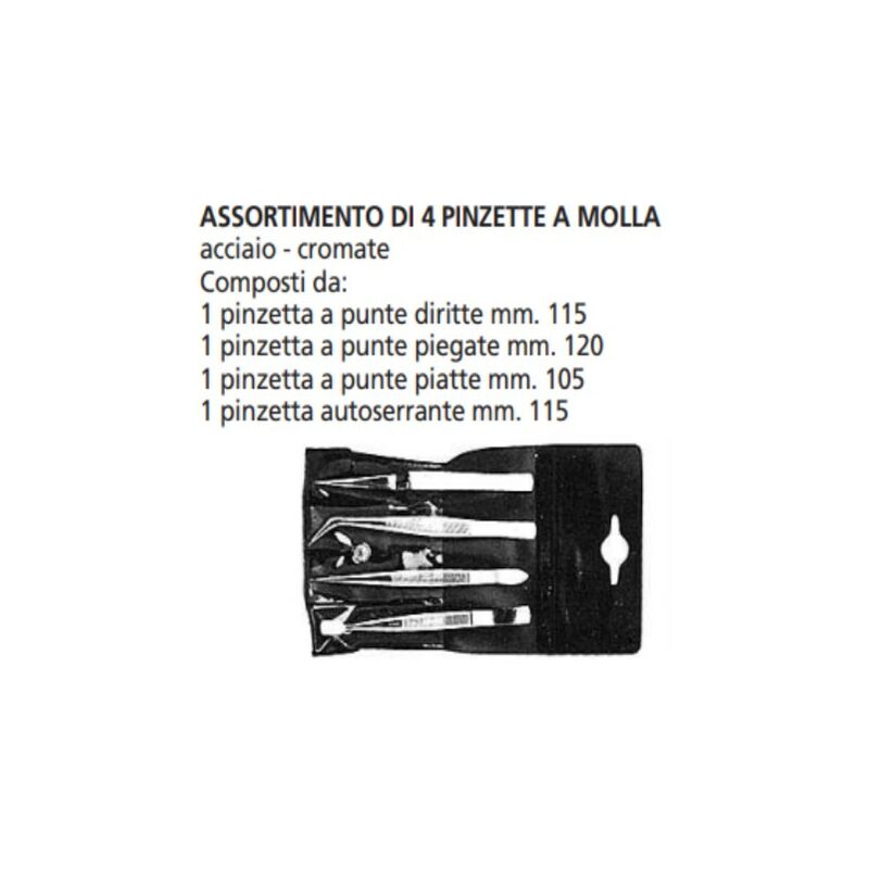 Image of Assortimento 4 pinzette a molla acciaio-cromate - Oreca