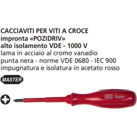 ORECA CACCIAVITE PER VITI A CROCE IMPRONTA POZIDRIV ALTO ISOLAMENTO VDE-1000V PZ 1-4.5X80