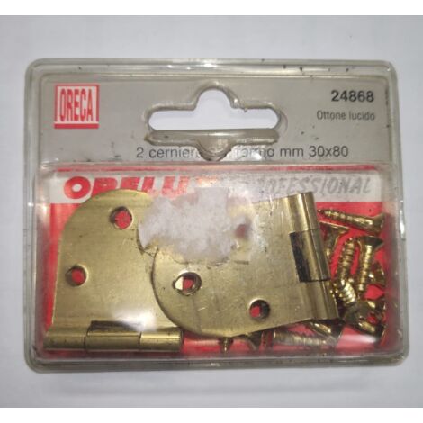 ORECA - CERNIERA A BISCOTTO IN OTTONE LUCIDO 30X80MM PZ2