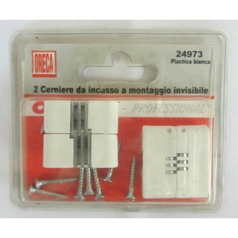 ORECA - CERNIERA BIANCA DA INCASSO A MONTAGGIO INVISIBILE IN ACCIAIO 33X11MM P2