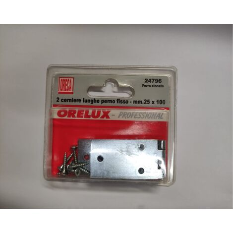 ORECA - CERNIERA LUNGA IN ACCIAIO ZINCATO PERNO FISSO 25X100MM PZ 2