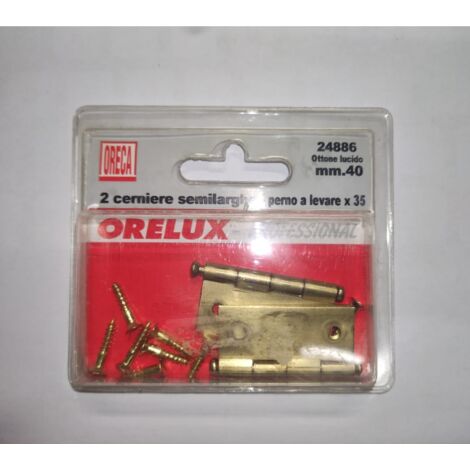 ORECA - CERNIERE SEMILARGHE IN OTTONE LUCIDO 40X35MM PZ2