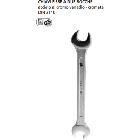 ORECA-CHIAVE FISSA 2 BOCCHE IN ACCIAIO CROMO VANADIO mm 12X13