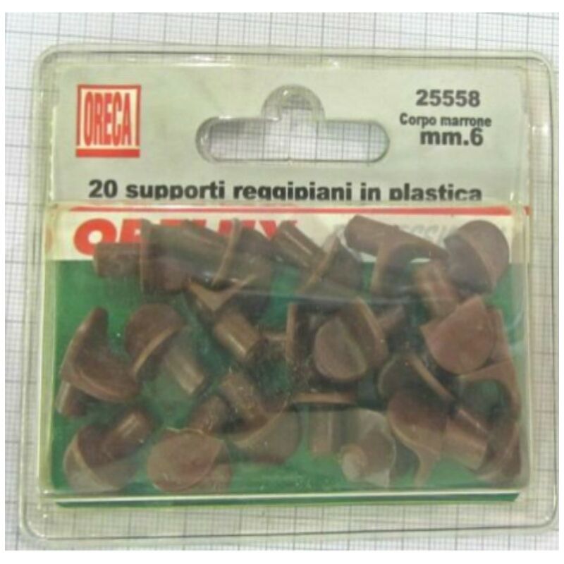 Image of 20 supporti reggipiano in plastica marrone, con perno 6MM - Oreca