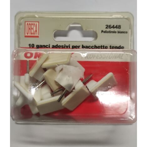 ORECA - GANCI ADESIVI PER BACCHETTE TENDE 28X17MM 10PZ