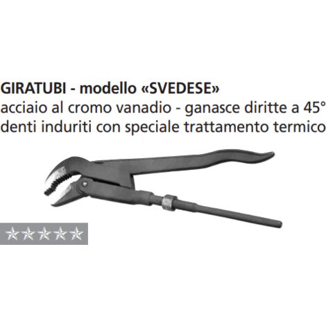 ORECA-GIRATUBI MODELLO SVEDESE GANASCE DIRITTE A 45° PER TUBI FINO AD 1.1/2