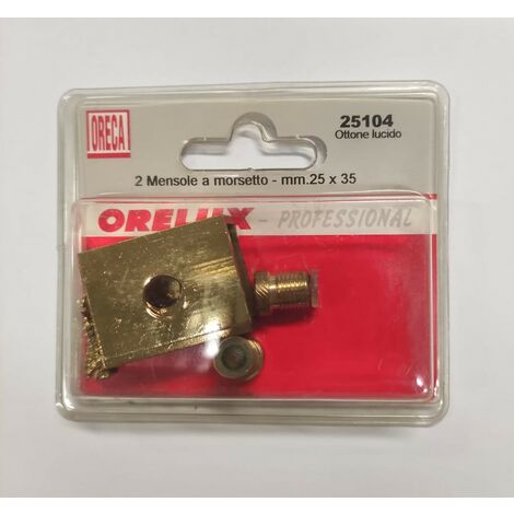 ORECA - MENSOLA A MORSETTO IN OTTONE LUCIDO 25X35MM 2PZ