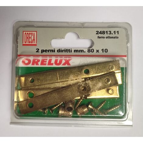 ORECA - PERNI DIRITTI IN FERRO OTTONATO80X10MM 2 COPPIE