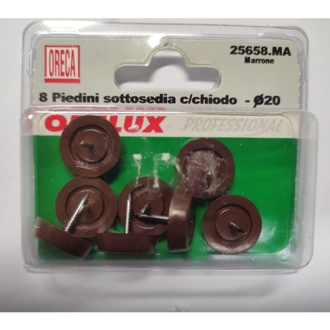 ORECA - PIEDINI SOTTOSEDIA MARRONI 20MMCON CHIODI 8PZ.