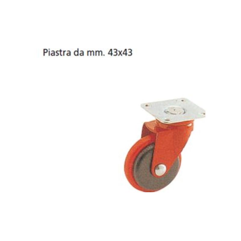 Image of Ruota con piastra rotante diam. 50 mm in acciaio stampato verniciato rosso - Oreca