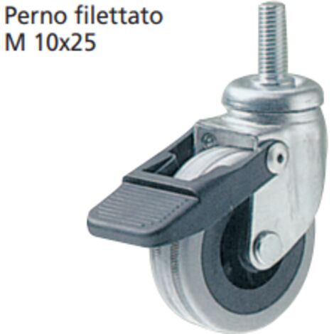 ORECA - RUOTE CON NUCLEO IN POLIMERO TERMOPLASTICO CON PERNO FILETTATO M 10x25 D. 60