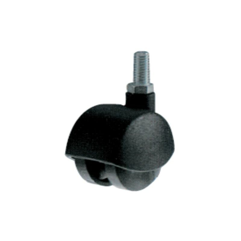 Image of Ruote doppie per mobilio in materiale plastico nero - con perno filettato - kg 20 - ø 45 - Oreca