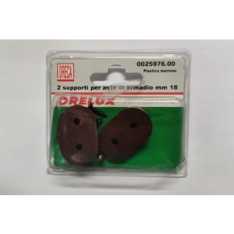 ORECA - SUPPORTO MARRONE PER ASTE DI ARMADIO 18MM