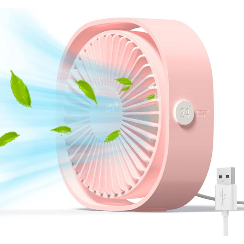 Mini ventilatore usb silenzioso con mini ventilatore a 3 velocità, rotazione di 360 gradi, portatile per biblioteca, ufficio, campeggio, picnic,