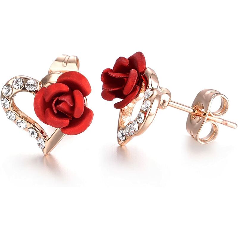 FVO - Orecchino da donna in oro rosa con fiore