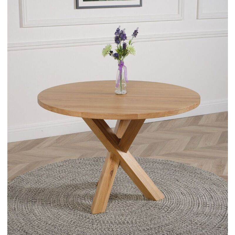 Modern Furniture Direct - Oregon 110cm Round Solid Oak Dining Table