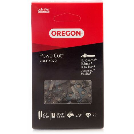 Oregon 73LPX PowerCut Catena per Motosega da 72 Maglie di Trasmissione, Adatta a Barre da 20 pollici (50 cm), Compatibile con Husqvarna, Echo, Makita, Efco ed altre marche
