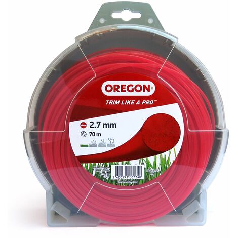 Oregon Filo per Decespugliatore - Filo in Nylon Tondo di Ricambio Universale per Tagliabordi e Decespugliatori Ideale per Giardinaggio e Fai da Te - Bobina da 2,7 mm x 70 m, Colore Rosso (69-382-RD)