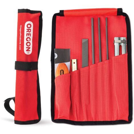 Oregon Kit di Affilatura Universale per Motosega - Include Lime Tonde da 5/32" (4 millimetri), 3/16" (4,8 mm) e 7/32" (5,5 mm), Lima Piatta, Impugnatura, Guida per l'Affilatura e Astuccio