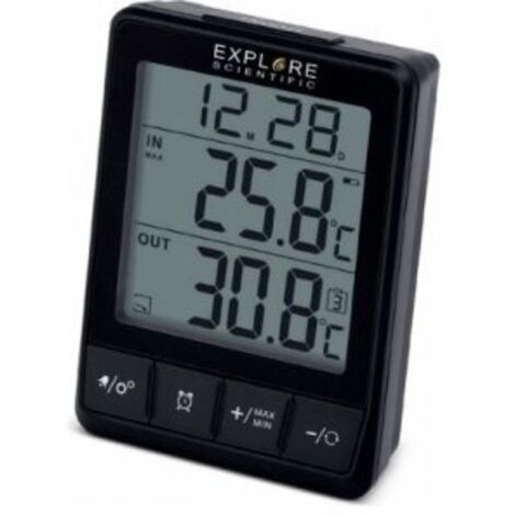 Explore Scientific WSH4009 Stazione Meteo Touch – Display B/N, Previsioni, Doppia Sveglia, Fasi Lunari, Temperatura Interna/Esterna