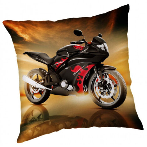 Oreiller 40x40 Moteur 9756 Moto noir rouge moto rouge noir cadeau jeune