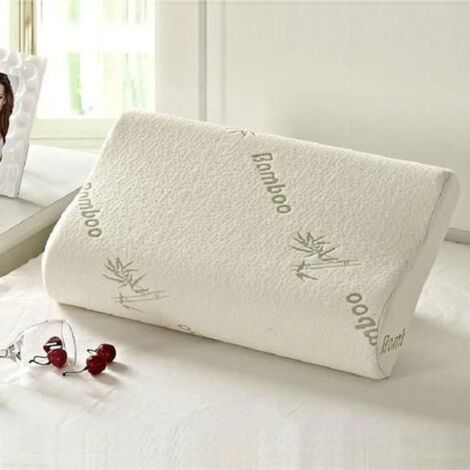 Oreiller a memoire de forme fibre de bambou, oreiller ergonomique cervical, coussin ergonomique cervical memoire 3050cm